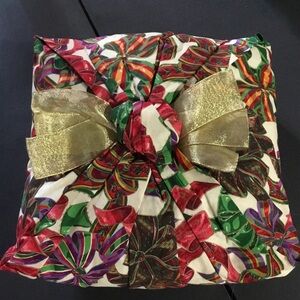 Colorful Gift Wrap with Gold Bow